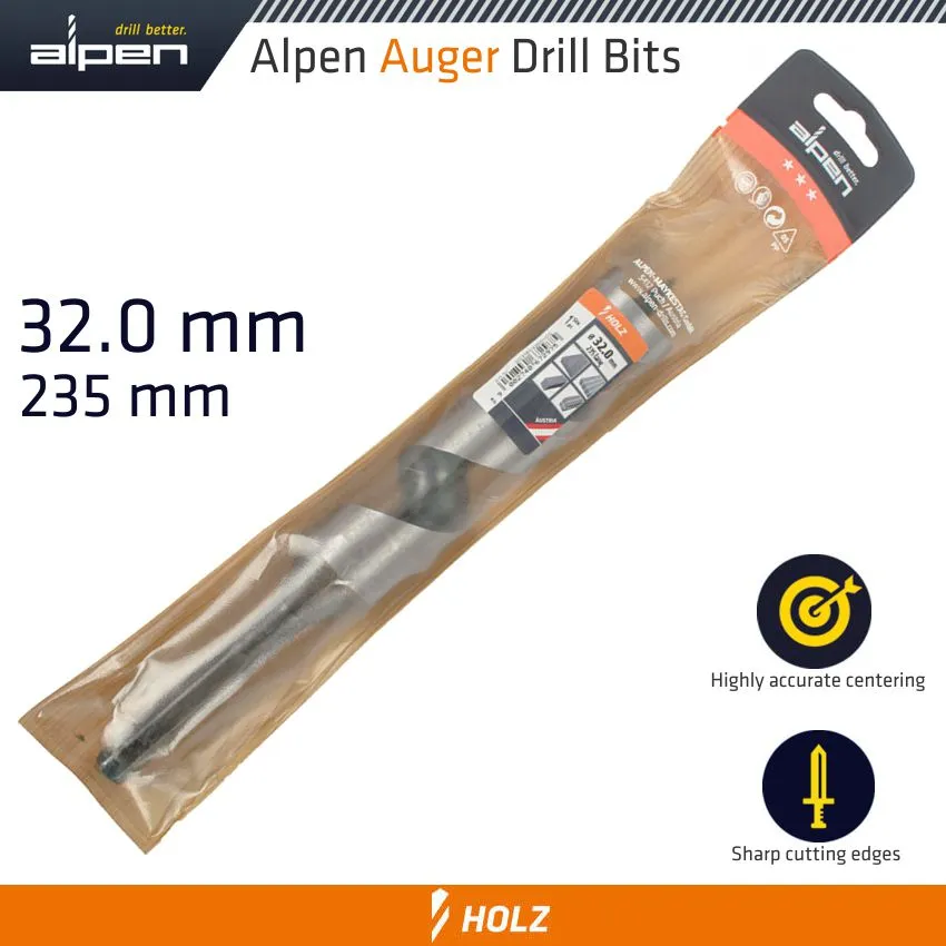 ALPEN WOOD AUGER DRILL BIT 32 X 235MM ALP216032