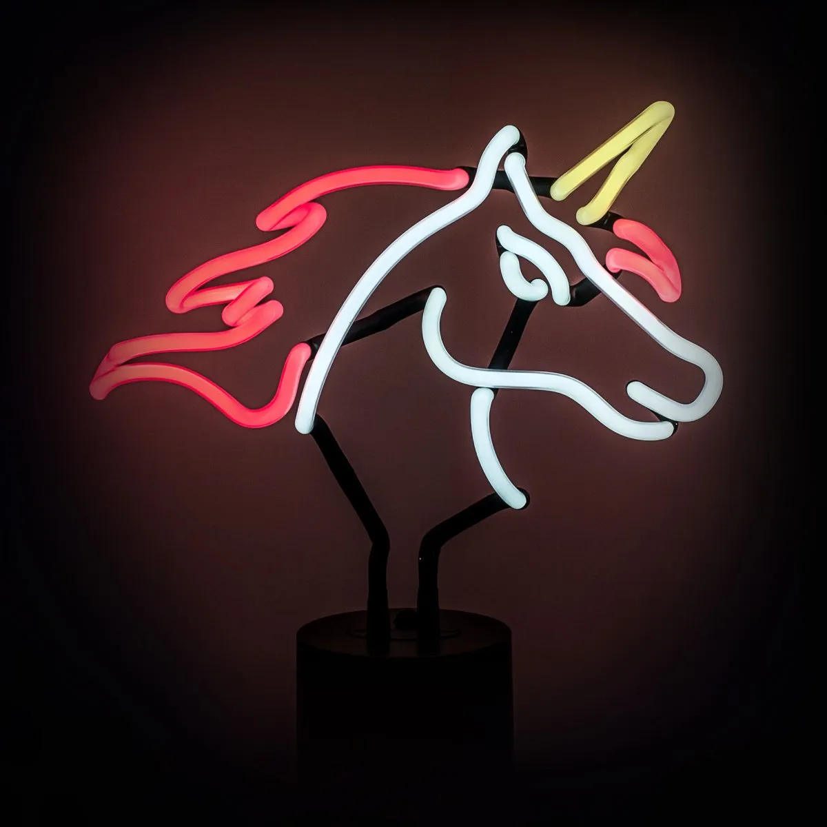 Amped & Co Unicorn Neon Desk Light, Real Neon, White, Yellow, and Pink, Large 11.5 x 12