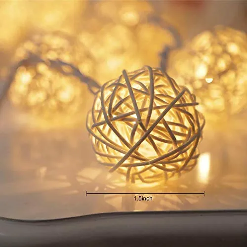 Ascension ® 4 Meters 16 LEDs Globe Rattan Balls String Lights for Home Decoration Festival Decor Lights Indoor Outdoor Decorative Fairy Lights Curtain (Warm White) AC Powered