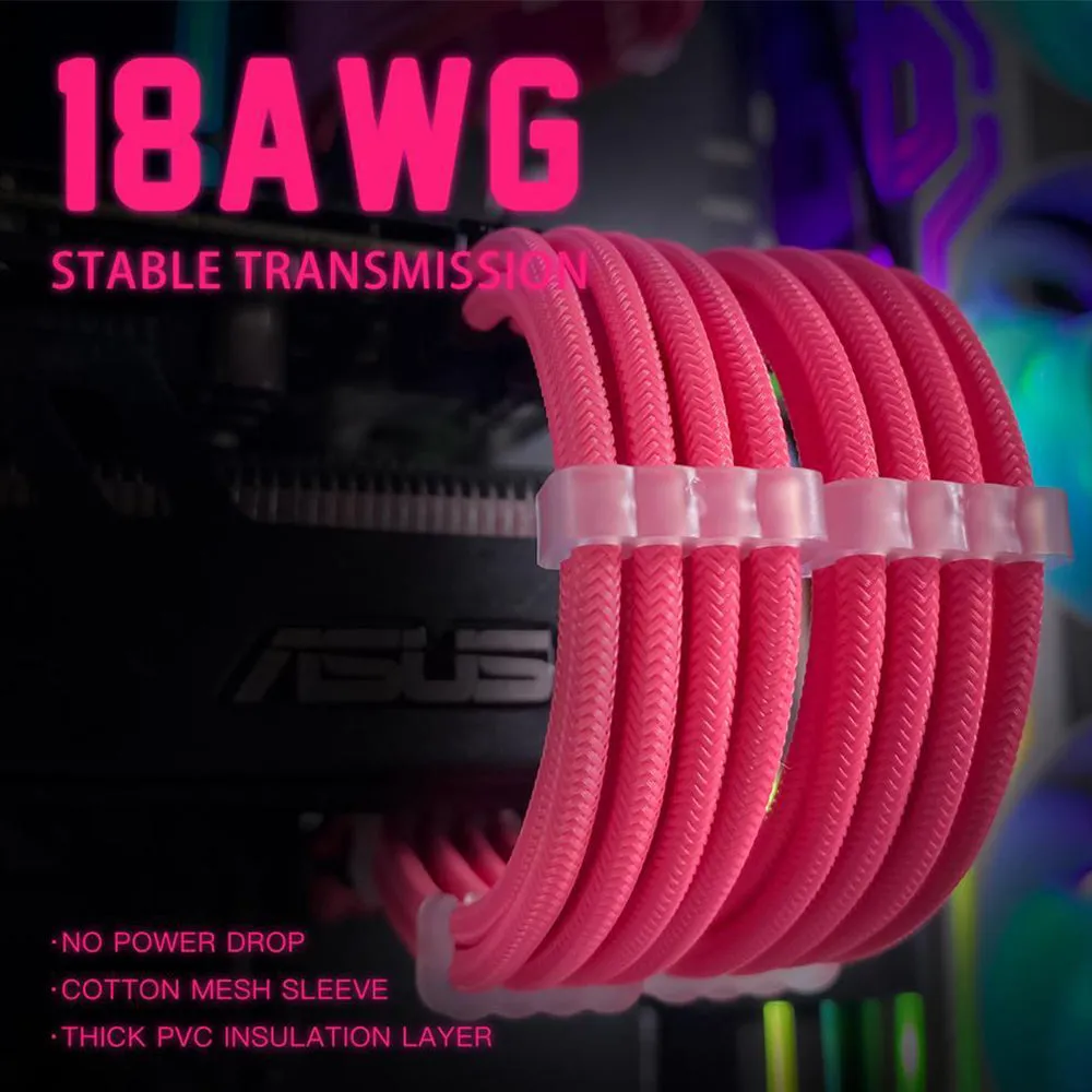 AsiaHorse Extension Sleeved Braided Cables x4 Pink