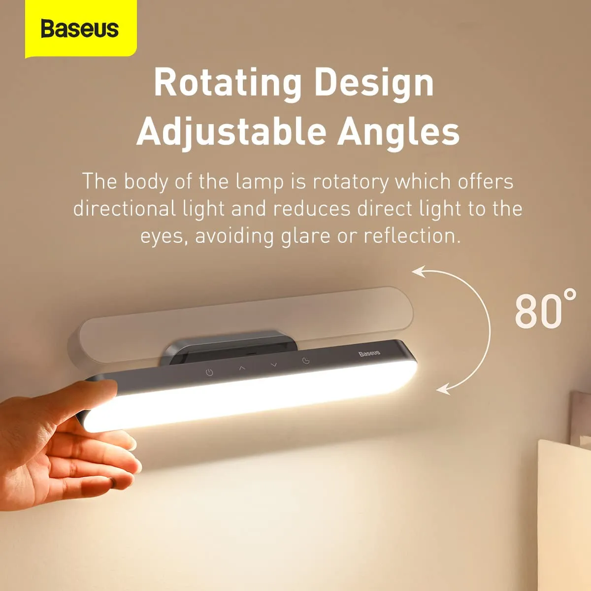 Baseus Magnetic Stepless Touch Sensor Rechargeable Dimming Desk Lamp with 3 Brightness Levels Deep Gray DGXC-C0G