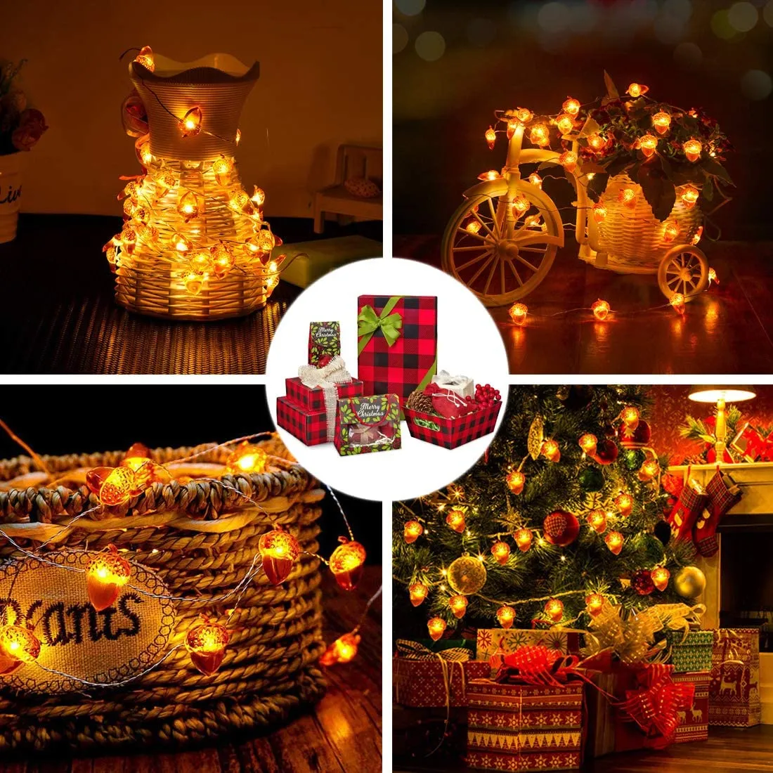 Battery-Powered Acorn String Lights for Thanksgiving