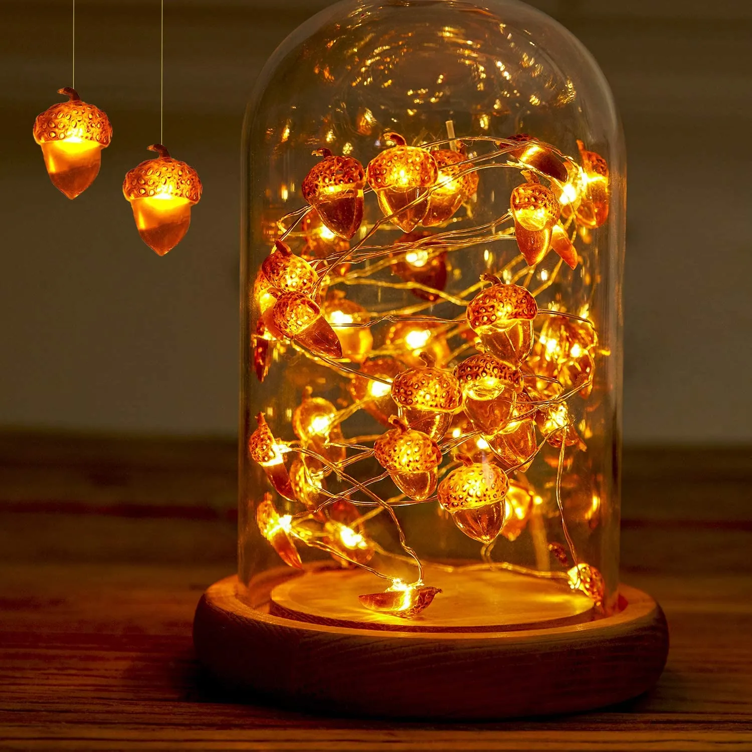 Battery-Powered Acorn String Lights for Thanksgiving