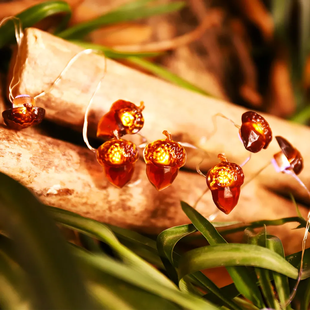 Battery-Powered Acorn String Lights for Thanksgiving