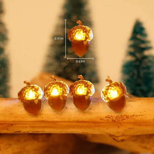 Battery-Powered Acorn String Lights for Thanksgiving