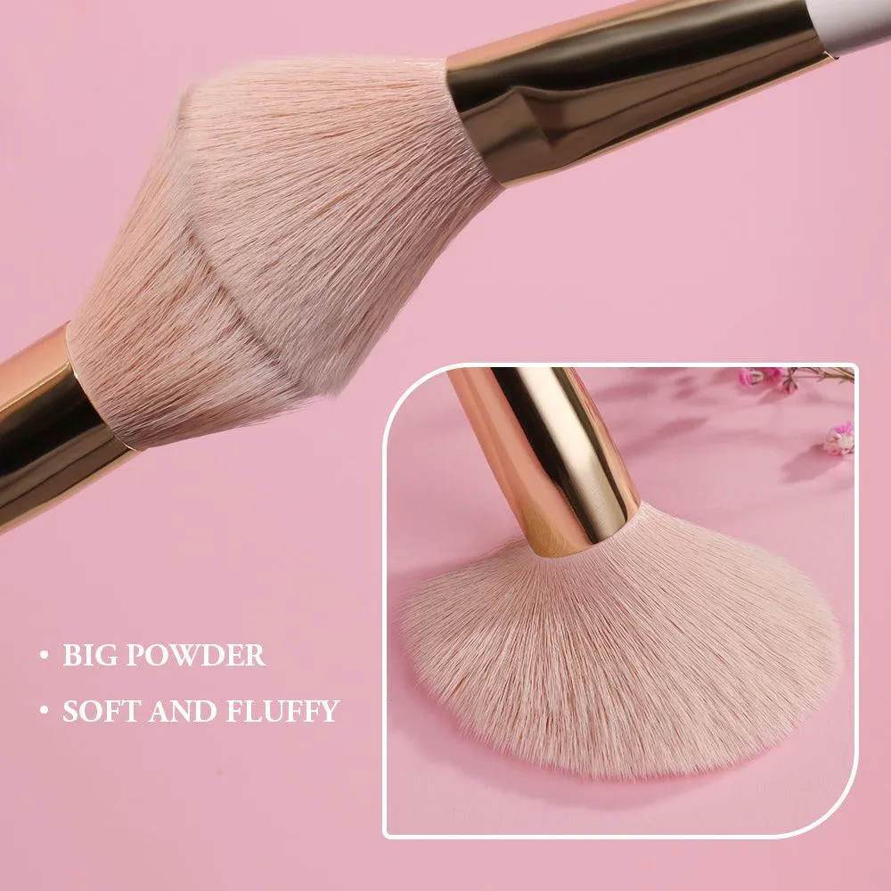 BEILI 25Pcs Premium Pink Vegan Makeup Brush Set WG25