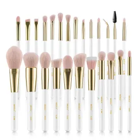 BEILI 25Pcs Premium Pink Vegan Makeup Brush Set WG25