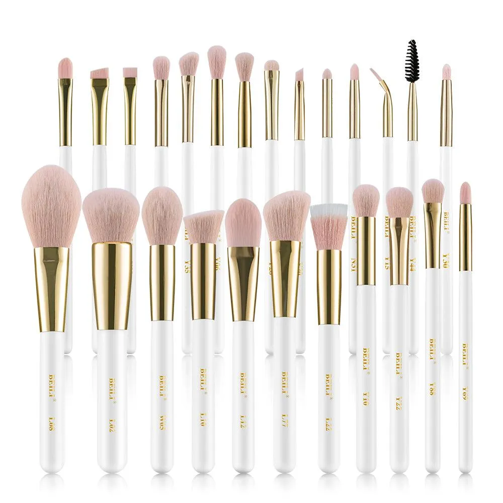 BEILI 25Pcs Premium Pink Vegan Makeup Brush Set WG25