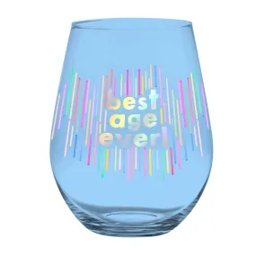 Best Age Ever Jumbo Stemless Wine Glass in Blue | 30 Oz. | Holds an Entire Bottle of Wine