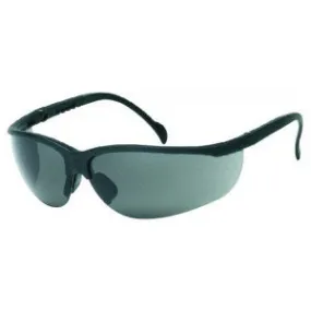 Black Frame - Gray Lens - Soft Rubber Nose Buds - Adjustable Temples Safety Glasses