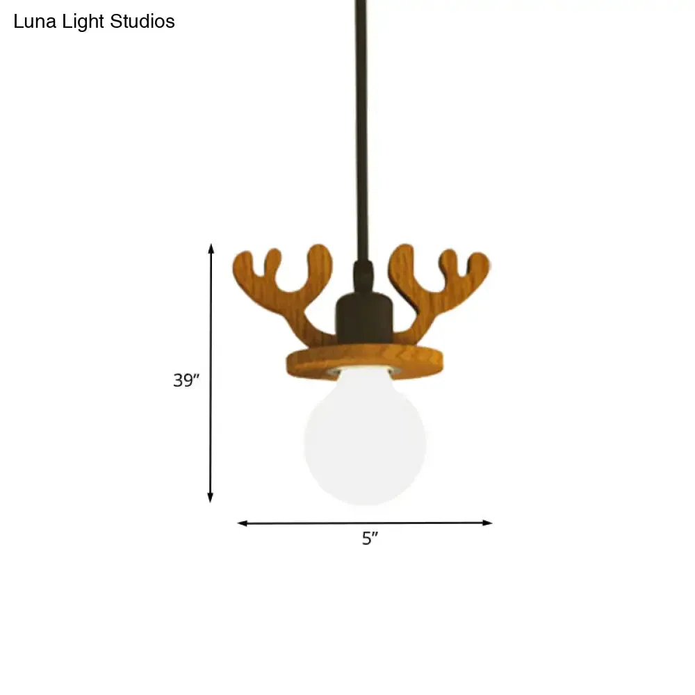 Black Iron Macaroon Antler Ceiling Pendant Light Fixture - 1 Bulb, Suspended, with or without Shade