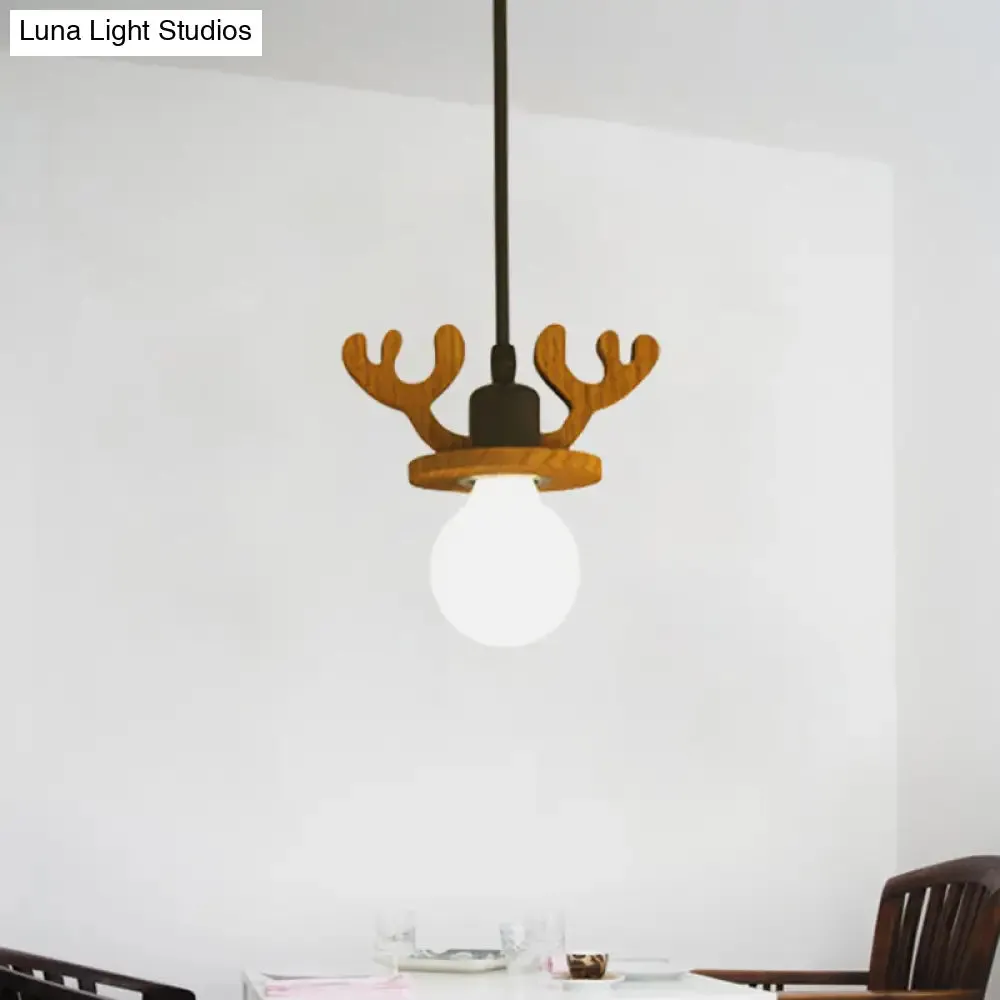 Black Iron Macaroon Antler Ceiling Pendant Light Fixture - 1 Bulb, Suspended, with or without Shade