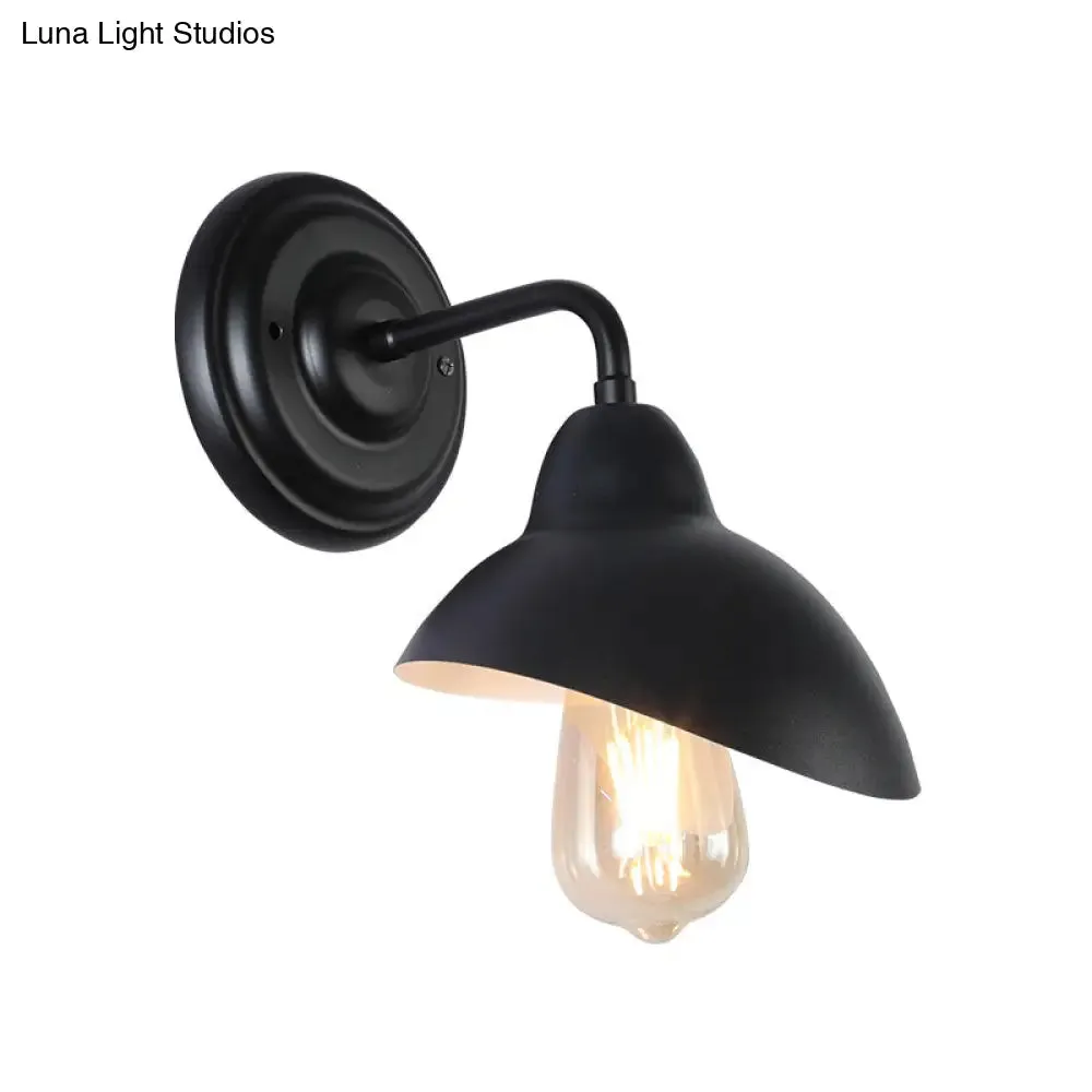 Black Metallic Dome-Like Wall Mount Light - Stylish Bedroom Lighting Solution