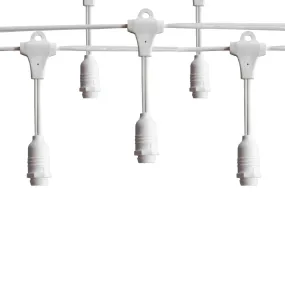 BLOWOUT (Cord Only) 25 Socket Suspended Outdoor Commercial DIY String Light 29 FT White Cord w/ E12 C7 Base, Weatherproof