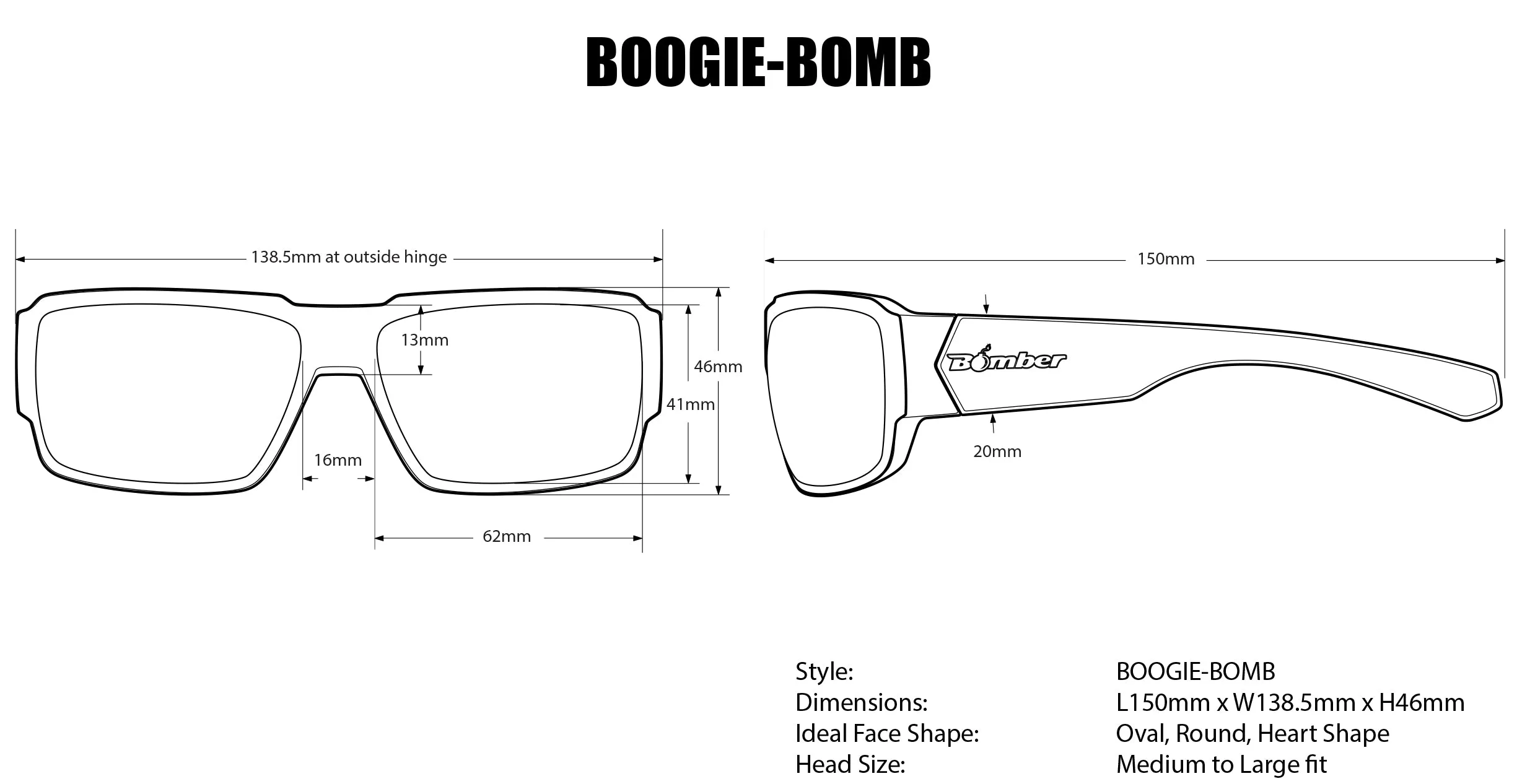 BOOGIE Safety - Polarized Blue Mirror Crystal