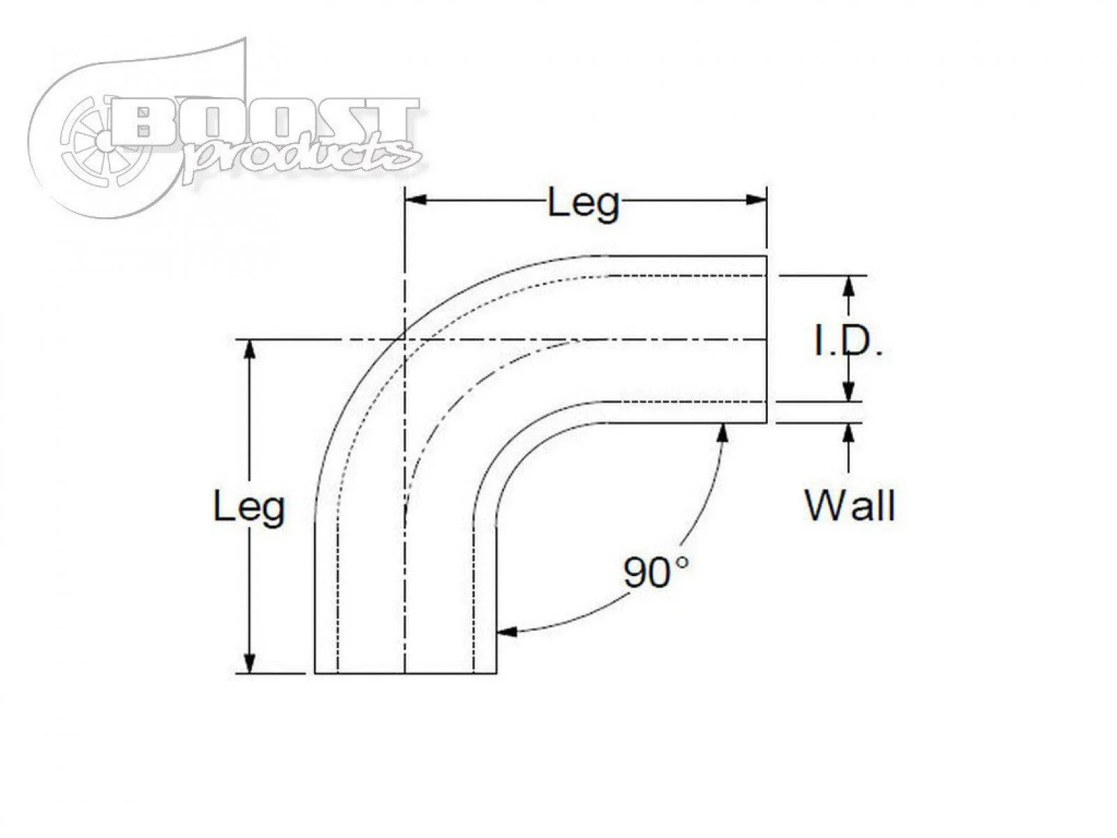 BOOST Products Silicone Elbow 90 Degrees, 41mm (1-5/8") ID, Black