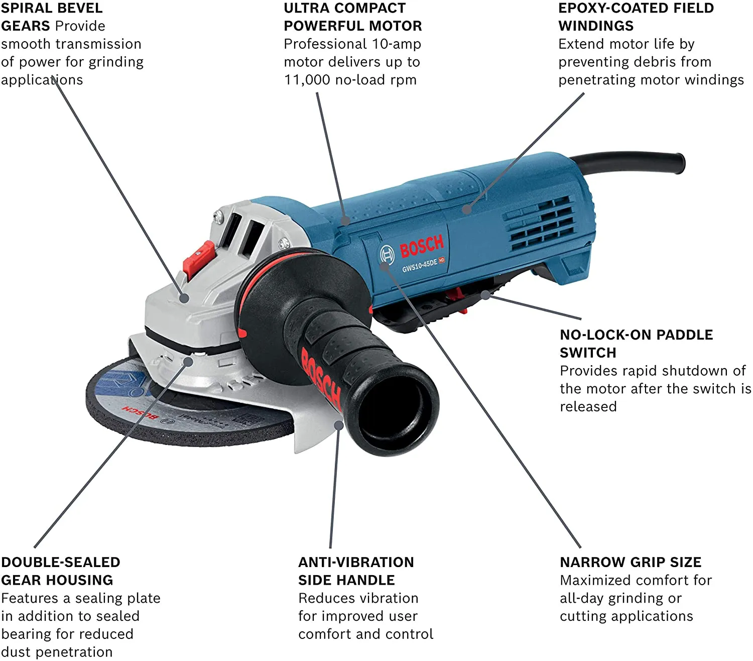 Bosch GWS10-45DE 4-1/2" Angle Grinder