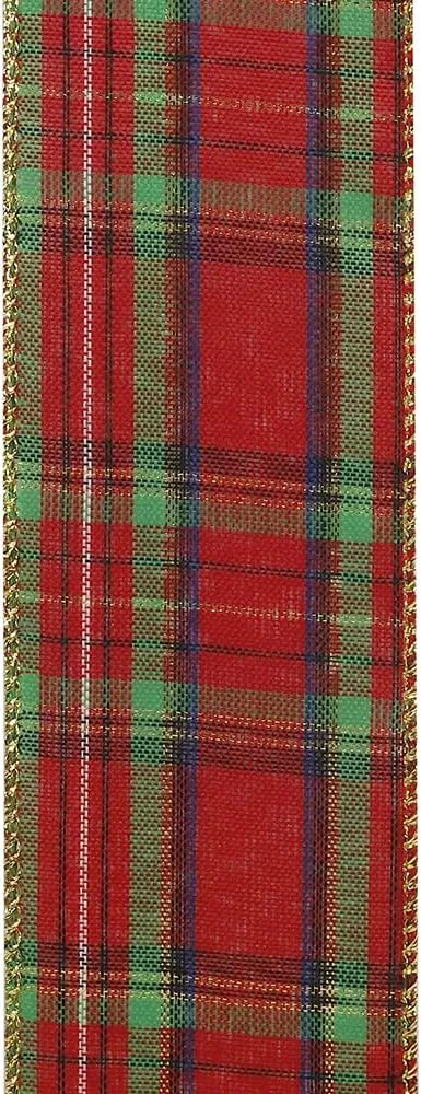 Bright Christmas Tartan Wired Ribbon - 2 1/2" x 50 Yards