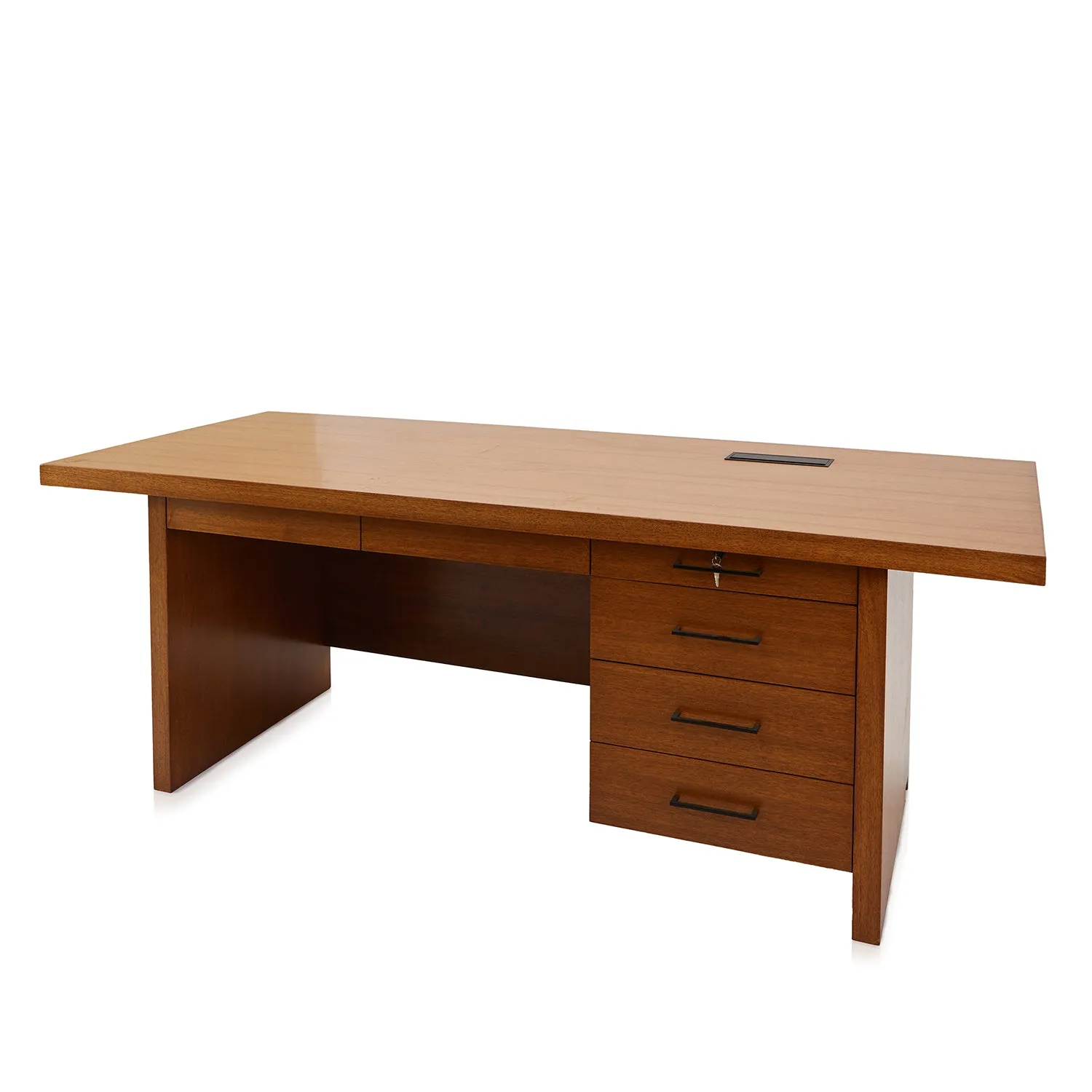 Brown Wood Desk With Cable Port