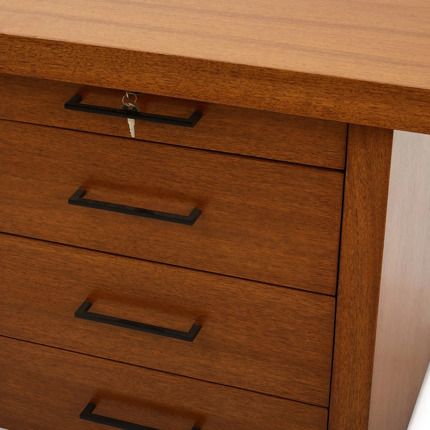 Brown Wood Desk With Cable Port