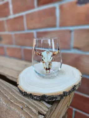 Bull Skull Wine Glass