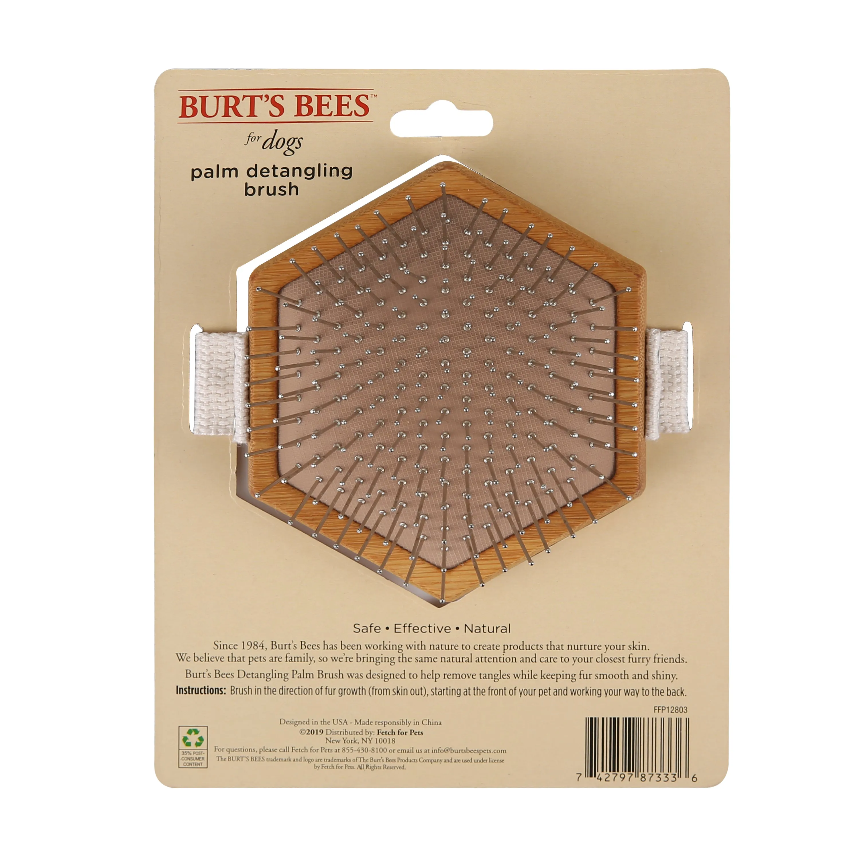 Burts Bee's Palm Bristle Dog Brush