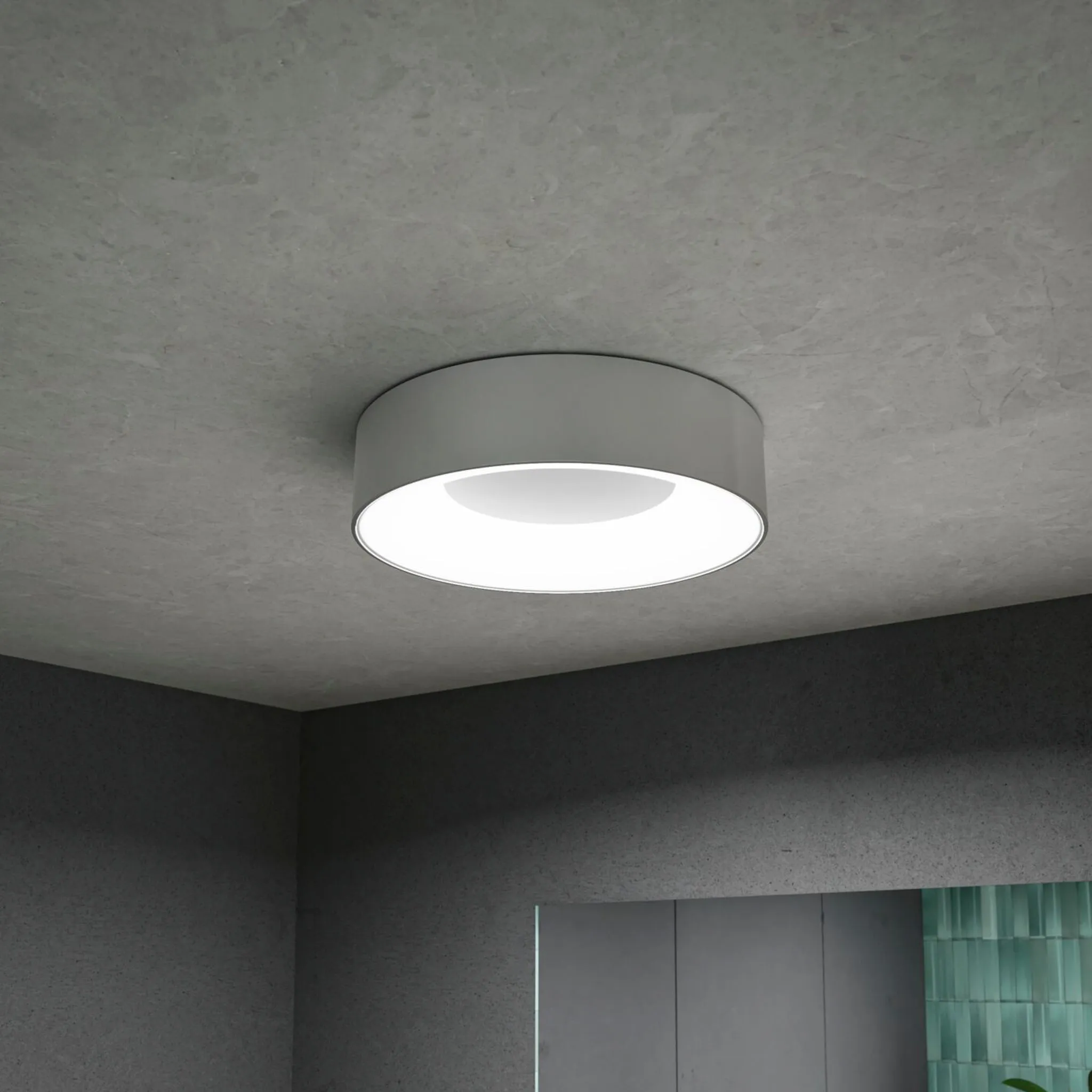 Casca 18W LED Switch 1500lm Ceiling Light in Matt Aluminium