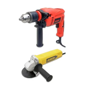 Cheston Impact Drill Machine 13mm Chuck with Reversible and Variable Speed Screwdriver and Hammer   850W 4-Inch Angle Grinder for Polishing Cutting Grinding Works on Metal Wood Wall