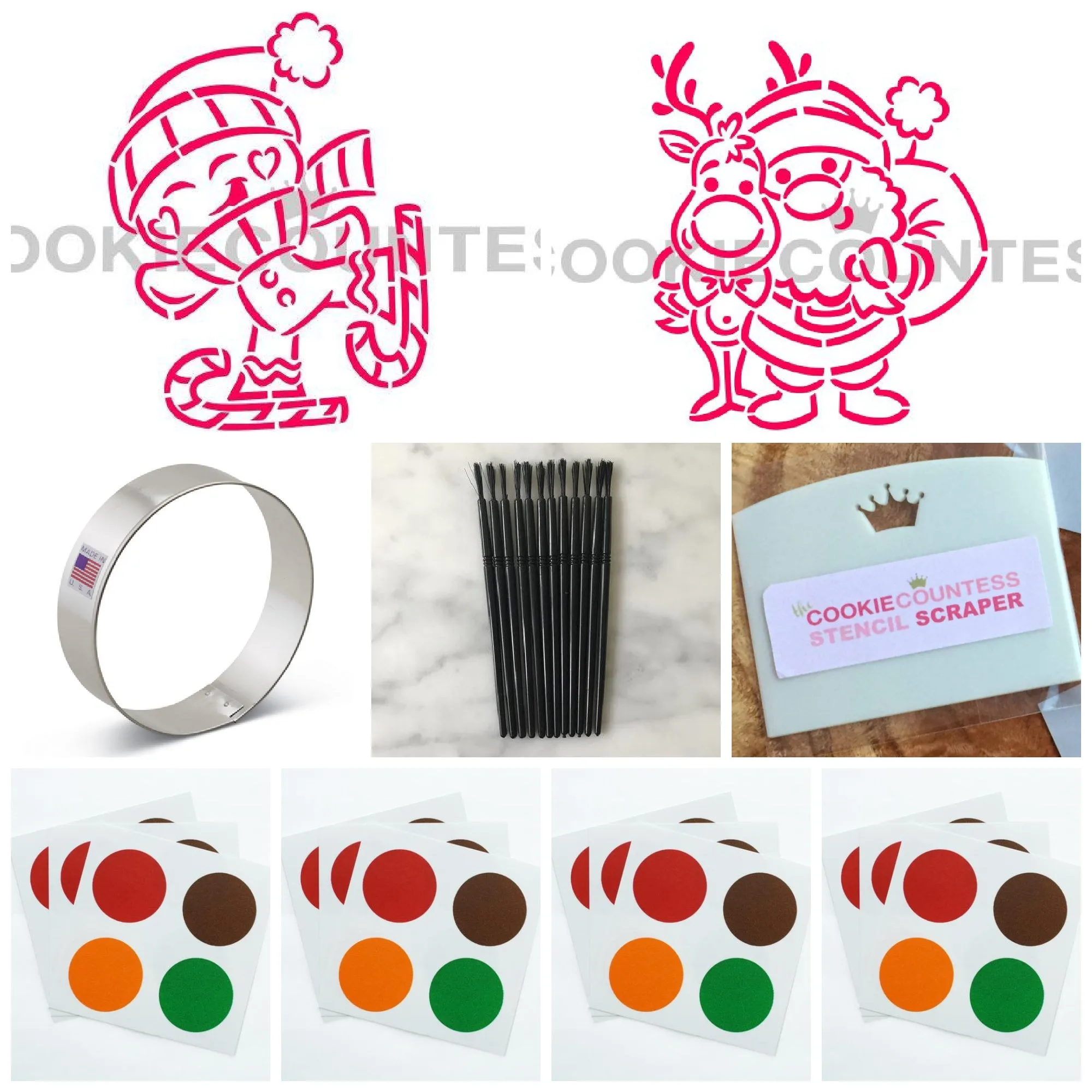 Christmas PYO BUNDLE with stencils, cutter, brushes & palettes