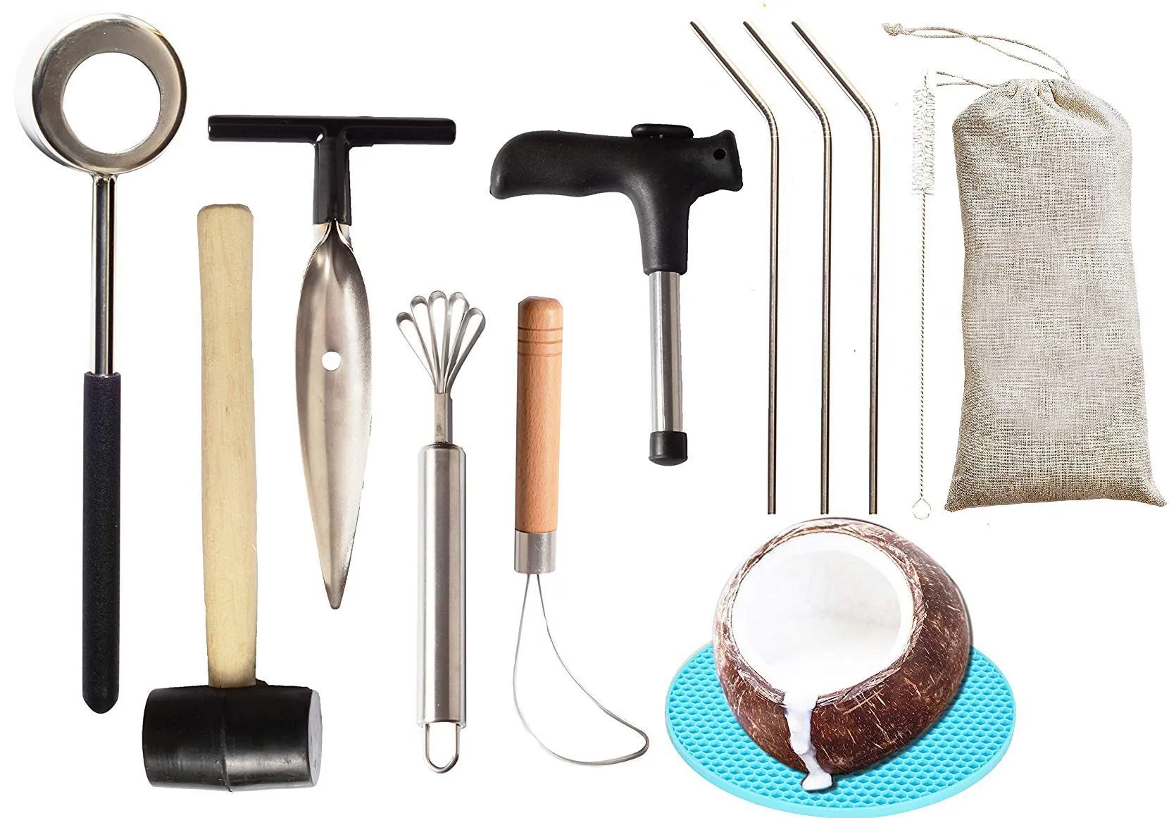 Coconut Opener  Coconut Opener Kit With Hammer Stainless Steel Opening Utensil