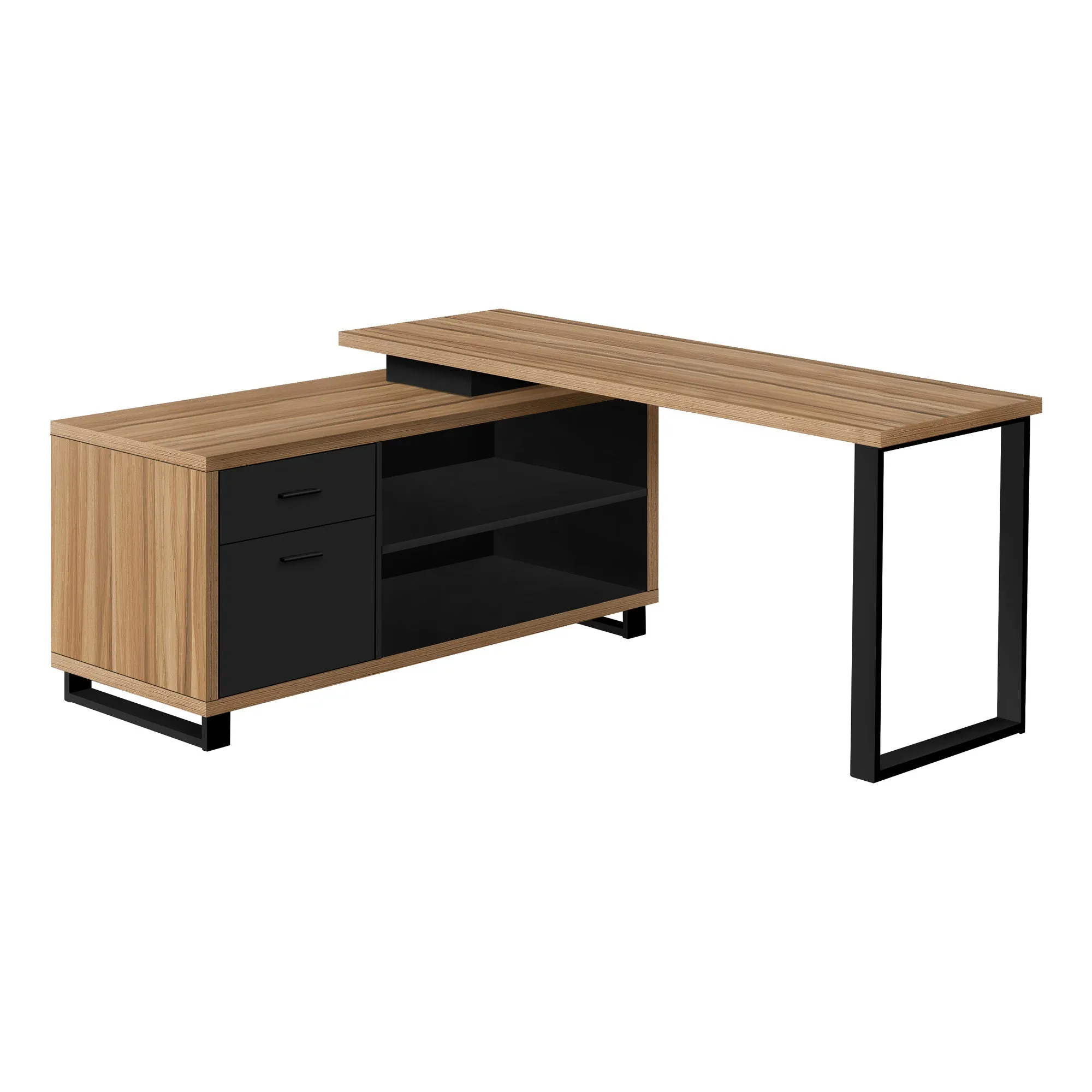 Computer Desk - 72"L Reclaimed / Black Executive Corner