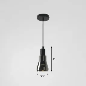 Contemporary Black Smoke Grey Glass Pot Lid Pendant Light for Dining Room Ceiling Lighting