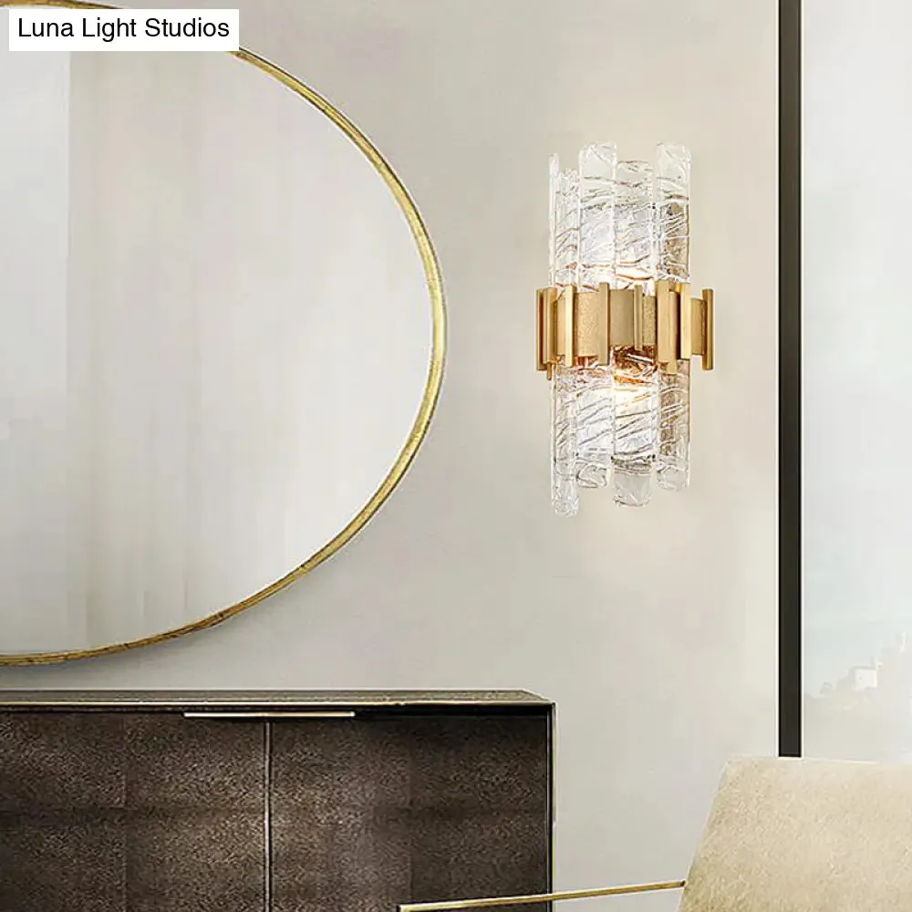 Contemporary Crystal Prism Wall Mount Light with 2 Bulbs - Clear Wall Lamp for Living Room