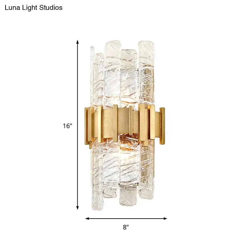 Contemporary Crystal Prism Wall Mount Light with 2 Bulbs - Clear Wall Lamp for Living Room