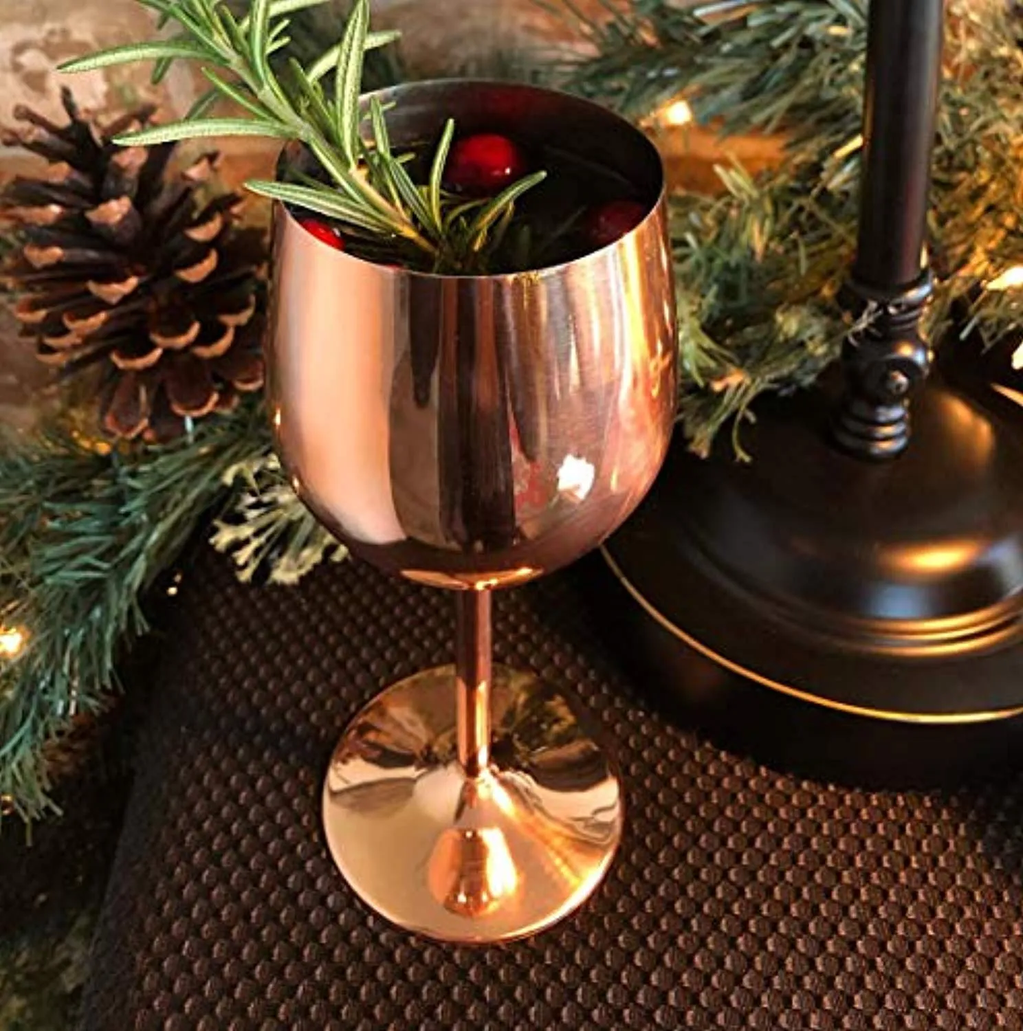 Copper Wine Glasses Stainless Steel Stemmed (Set of 4)