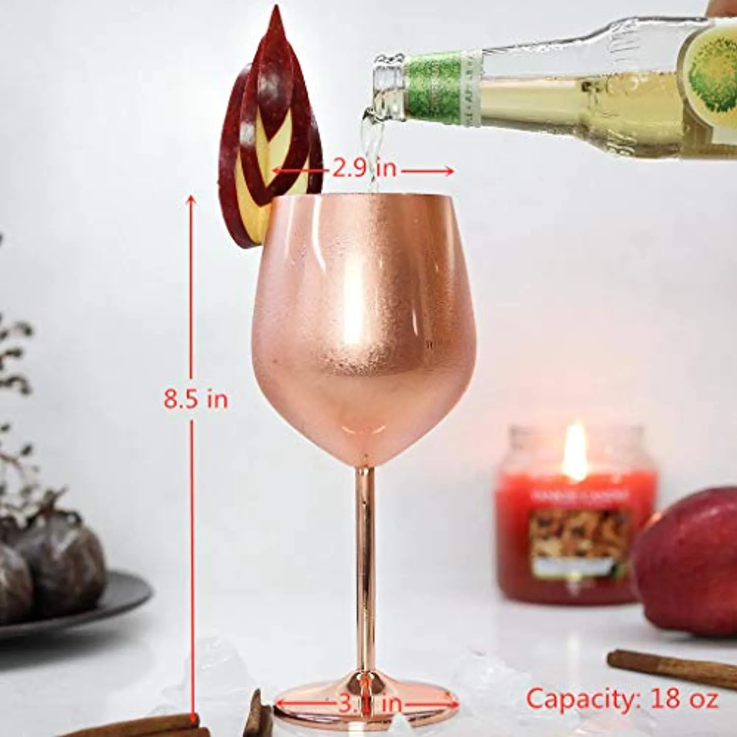 Copper Wine Glasses Stainless Steel Stemmed (Set of 4)