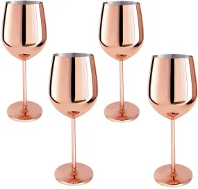 Copper Wine Glasses Stainless Steel Stemmed (Set of 4)