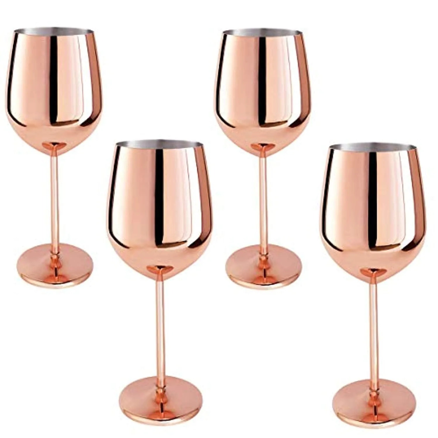 Copper Wine Glasses Stainless Steel Stemmed (Set of 4)