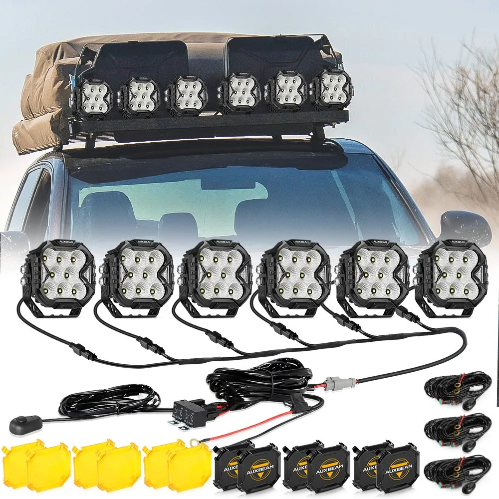 CUBE-Z Series 4 Inch Flood LED Pod Lights Off Road Lights with White DRL & Amber Turn Signal Lights