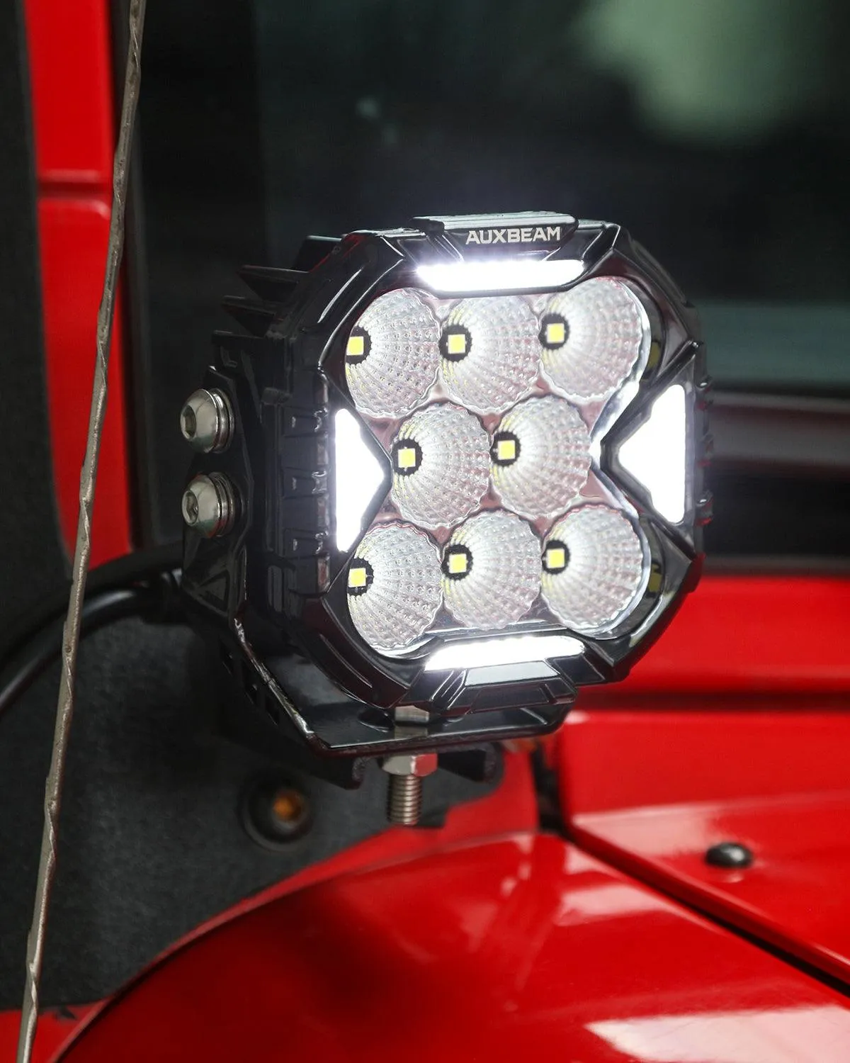 CUBE-Z Series 4 Inch Flood LED Pod Lights Off Road Lights with White DRL & Amber Turn Signal Lights