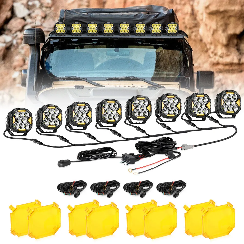 CUBE-Z Series 4 Inch Spot LED Pod Lights Off Road Lights with White DRL & Amber Turn Signal Lights