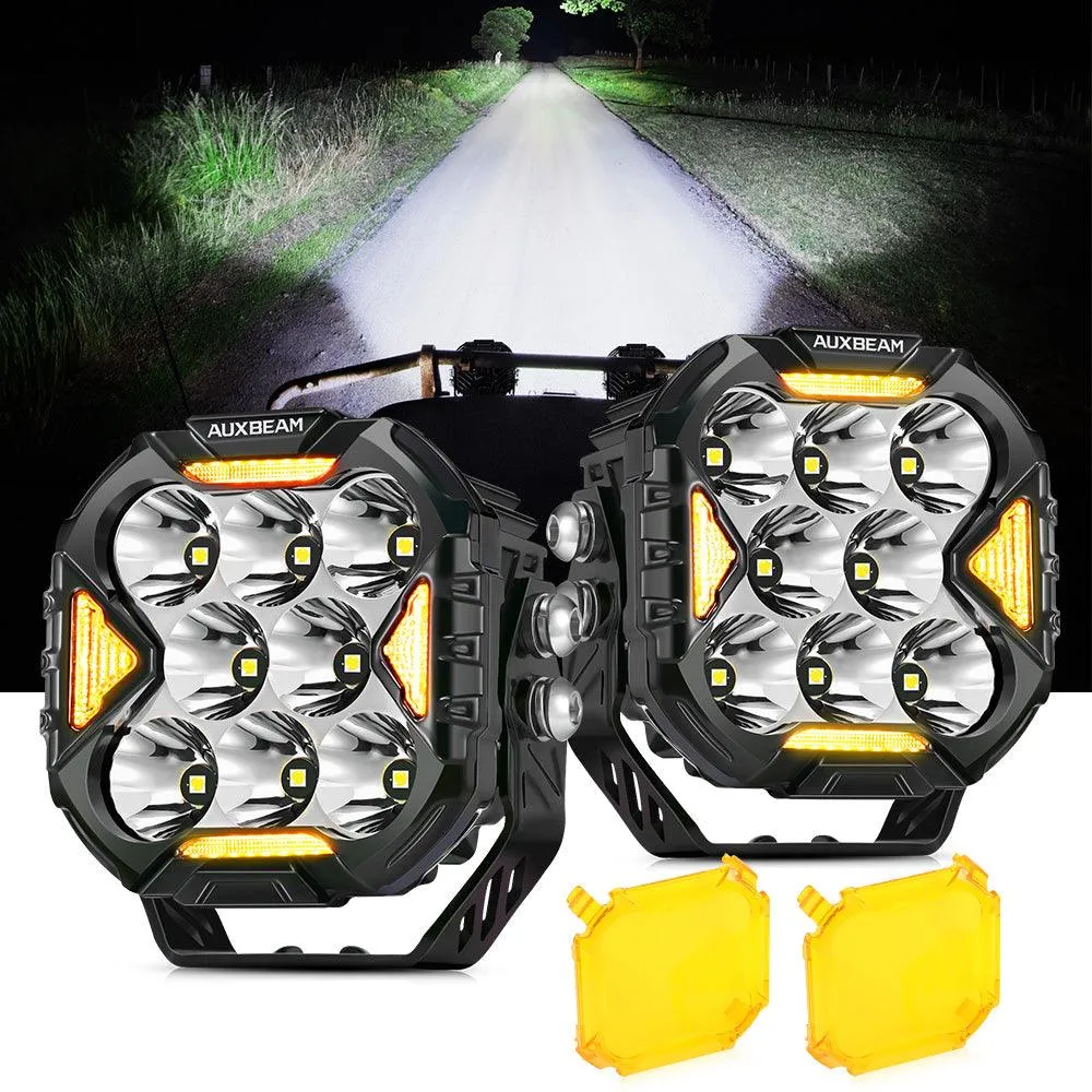 CUBE-Z Series 4 Inch Spot LED Pod Lights Off Road Lights with White DRL & Amber Turn Signal Lights