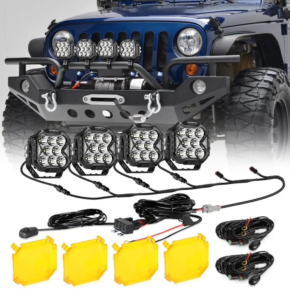 CUBE-Z Series 4 Inch Spot LED Pod Lights Off Road Lights with White DRL & Amber Turn Signal Lights