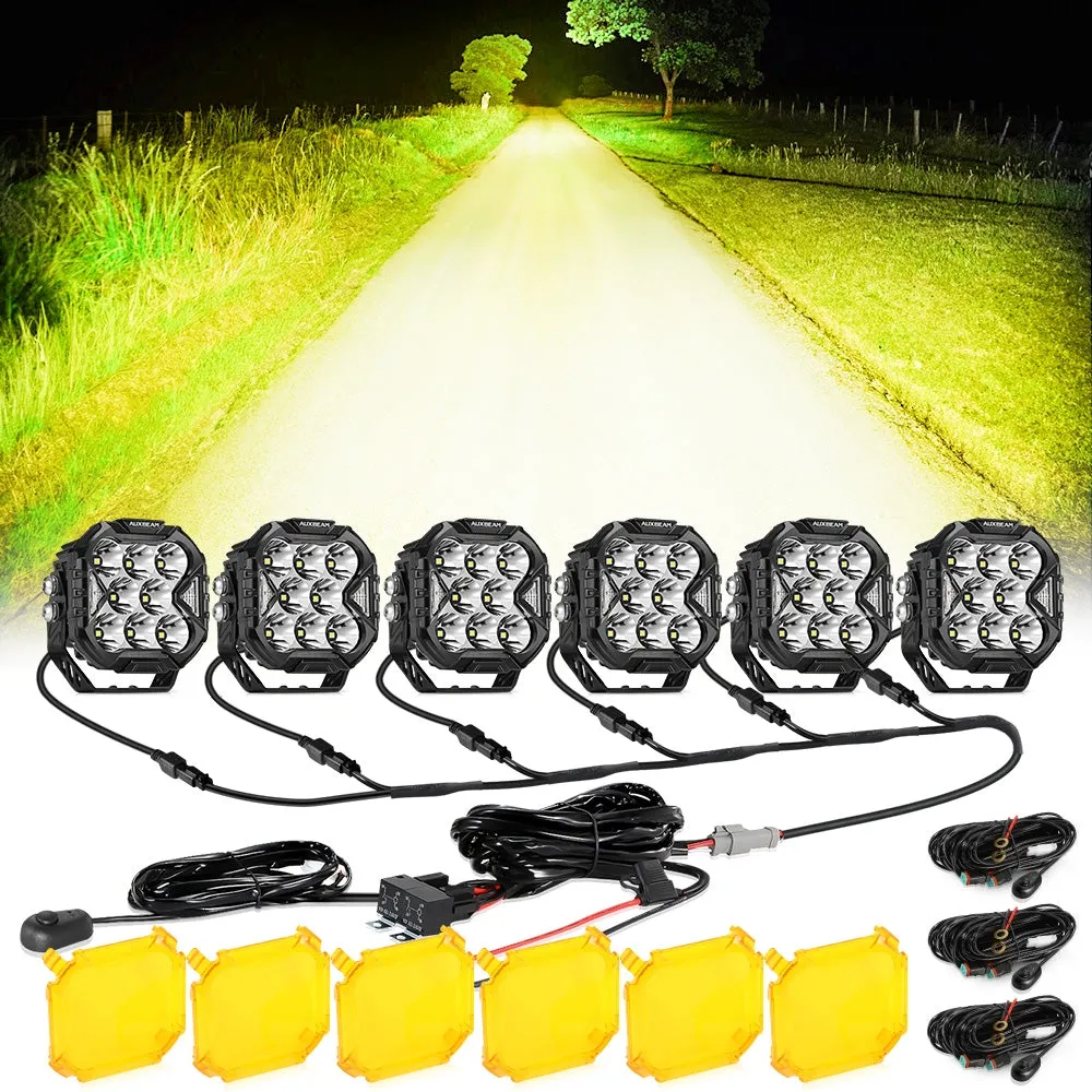 CUBE-Z Series 4 Inch Spot LED Pod Lights Off Road Lights with White DRL & Amber Turn Signal Lights