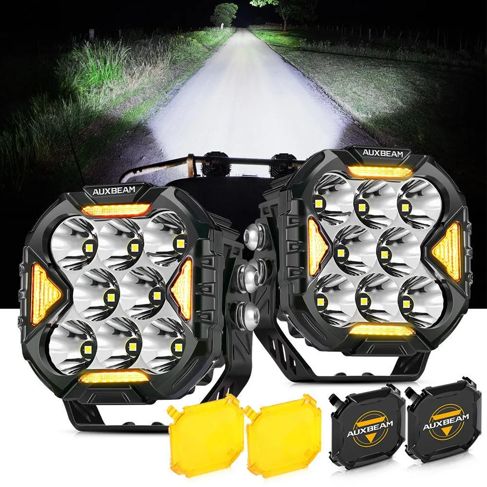 CUBE-Z Series 4 Inch Spot LED Pod Lights Off Road Lights with White DRL & Amber Turn Signal Lights