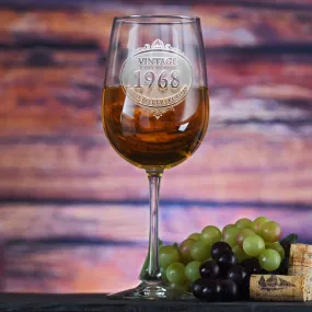 Customized Engraved Vintage Year Wine Glass