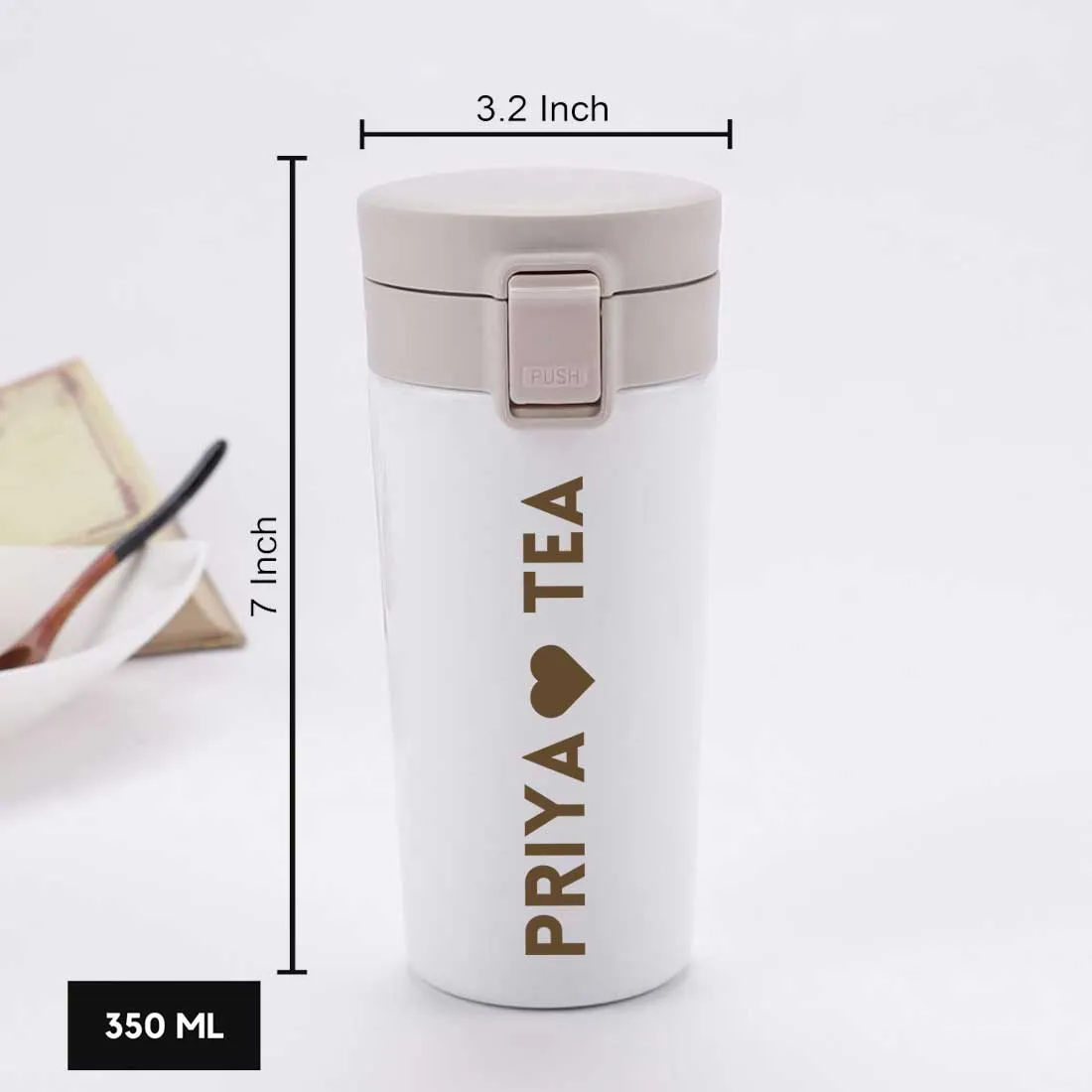 Customized Insulated Coffee Travel Mug With Name Engraved Design (380 ML) - Tea Lover