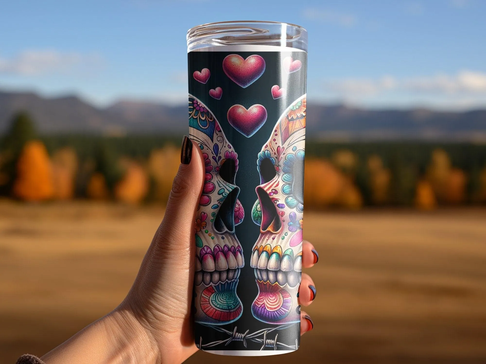 Deadpan Couture 20 oz. Stainless Steel Skinny Tumbler – Day of the Dead Edition