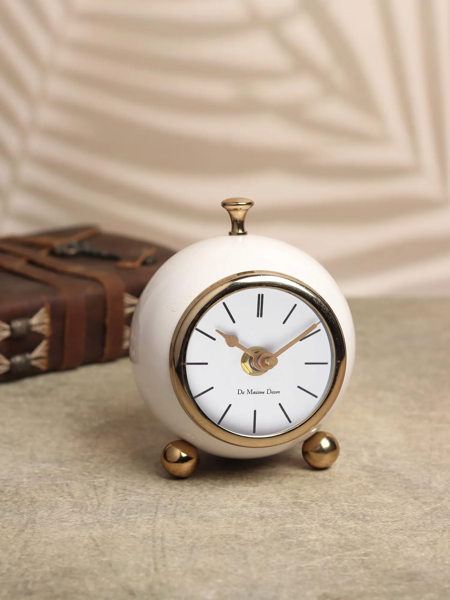 Decor de Maison Sphere Timekeeper (White/Gold) for Table Decor Home Decor Study Room