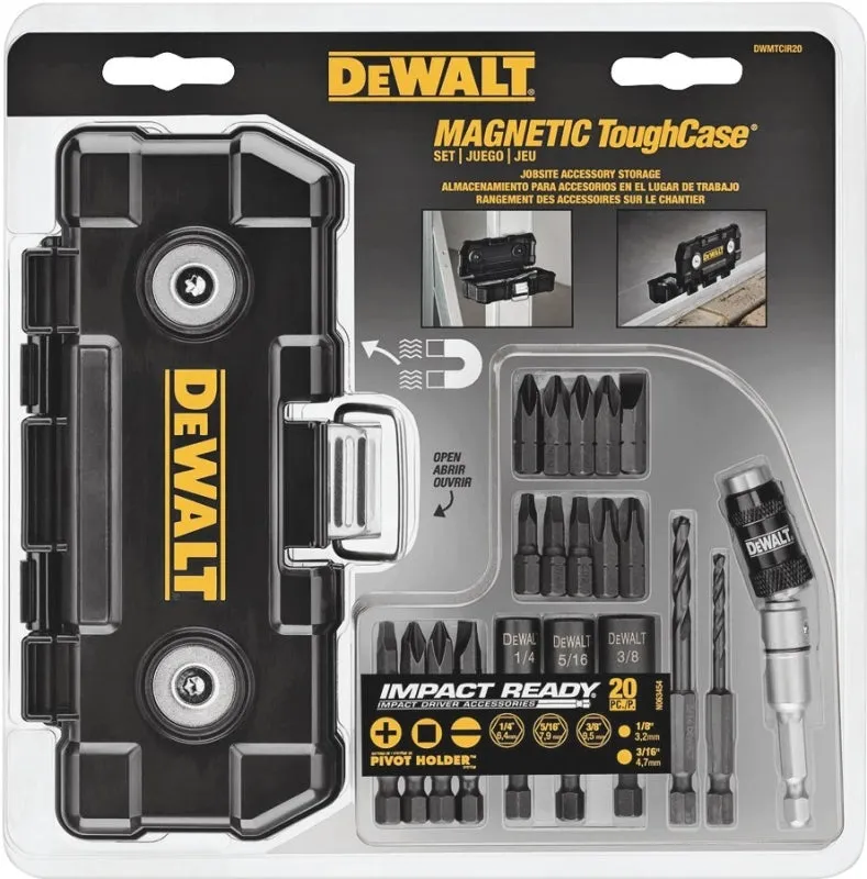 DeWALT DWMTCIR20 Screwdriver Bit Set, 20-Piece, Heavy-Duty, Alloy Steel, Black Oxide